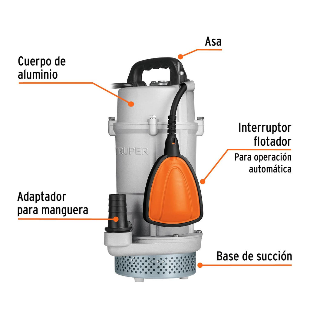 Bomba sumergible metálica para agua limpia uso rudo 3/4 HP - Mundo Tool 