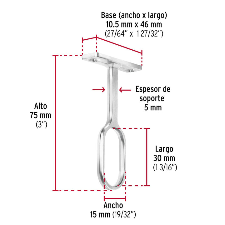 Soporte central para tubo ovalado de clóset, Hermex - Mundo Tool 