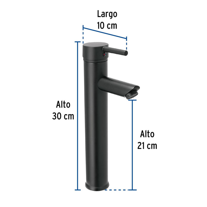 Monomando alto negro para lavabo, Foset Tubig - Mundo Tool 