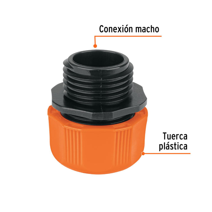 Conector 1/2' macho de ABS con tuerca de ajuste manual - Mundo Tool 