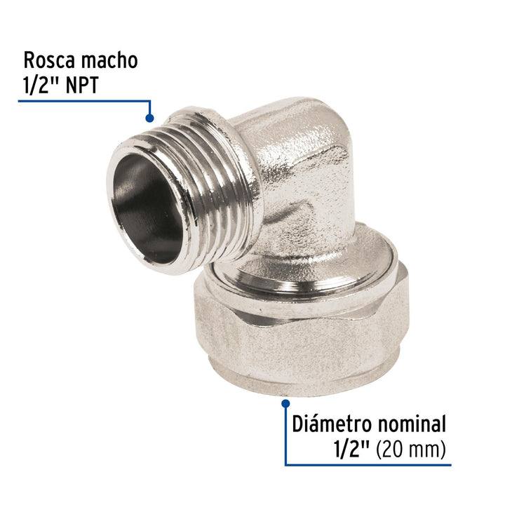 Codo 90° para PEALPE, 1/2', con rosca macho, Foset - Mundo Tool 