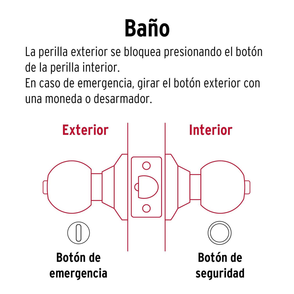Cerradura esfera tubular baño cromo Basic blister Hermex - Mundo Tool 