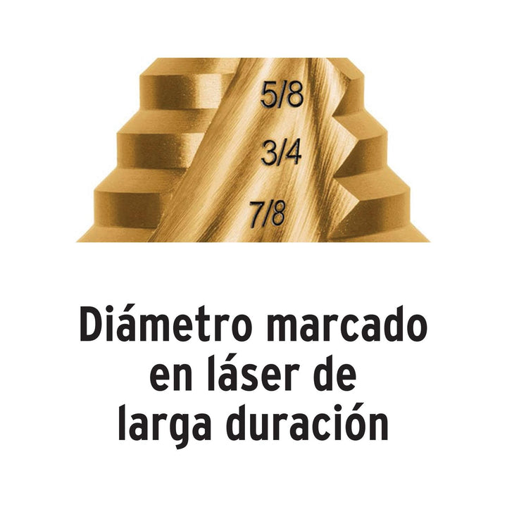 Broca escalonada titanio 6 escalones 3/16" a 1/2", Expert - Mundo Tool 