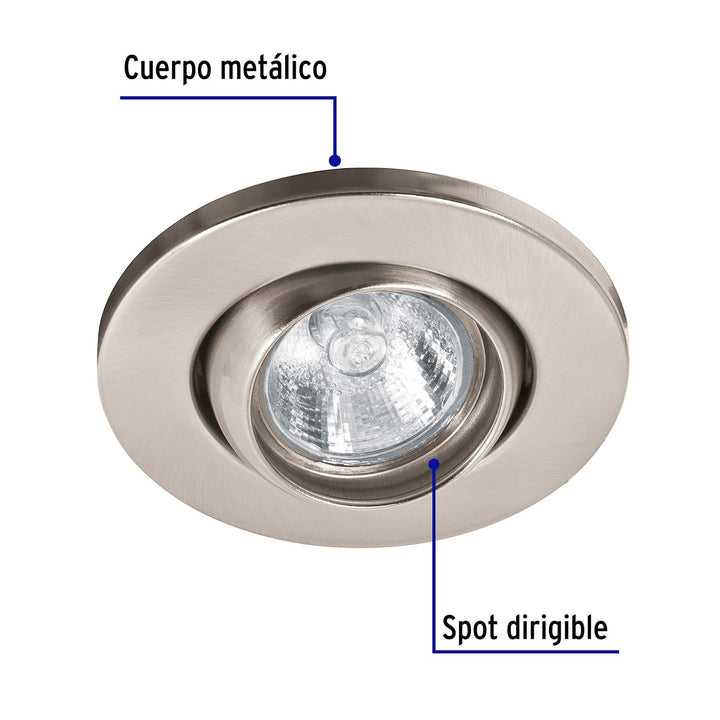 Luminario Empotrado Dirigible Esférico Satín Para Mr16 Volteck - Mundo Tool 