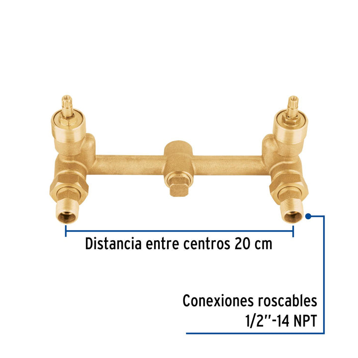 Mezcladora de bronce de empotrar, 1/4 vuelta, Foset - Mundo Tool 