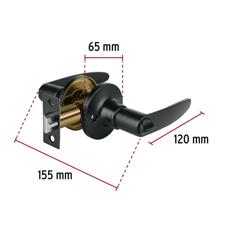 Cerradura manija, cilindro latón, negro, recámara, Hermex - Mundo Tool 