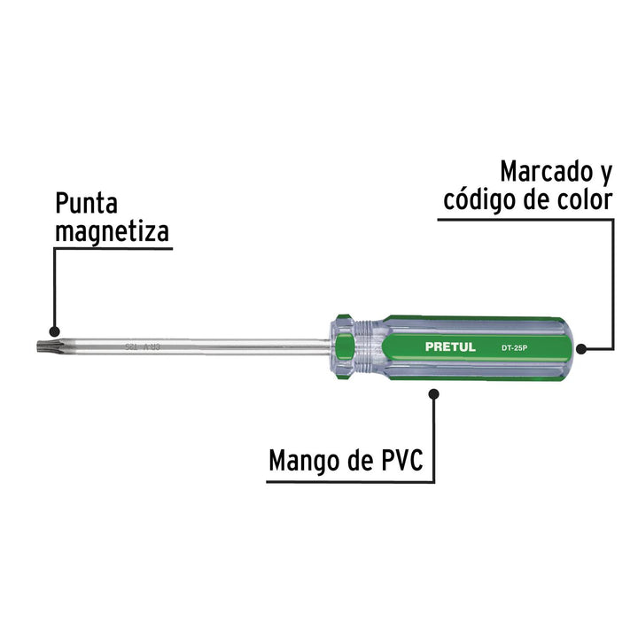 Juego de 6 desarmadores Torx mango de PVC, Pretul - Mundo Tool 