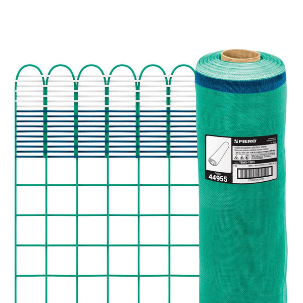 Fiero TEMO-15PV, Rollo de 30 m x 1.5 m de malla mosquitera plástica verde - Mundo Tool 