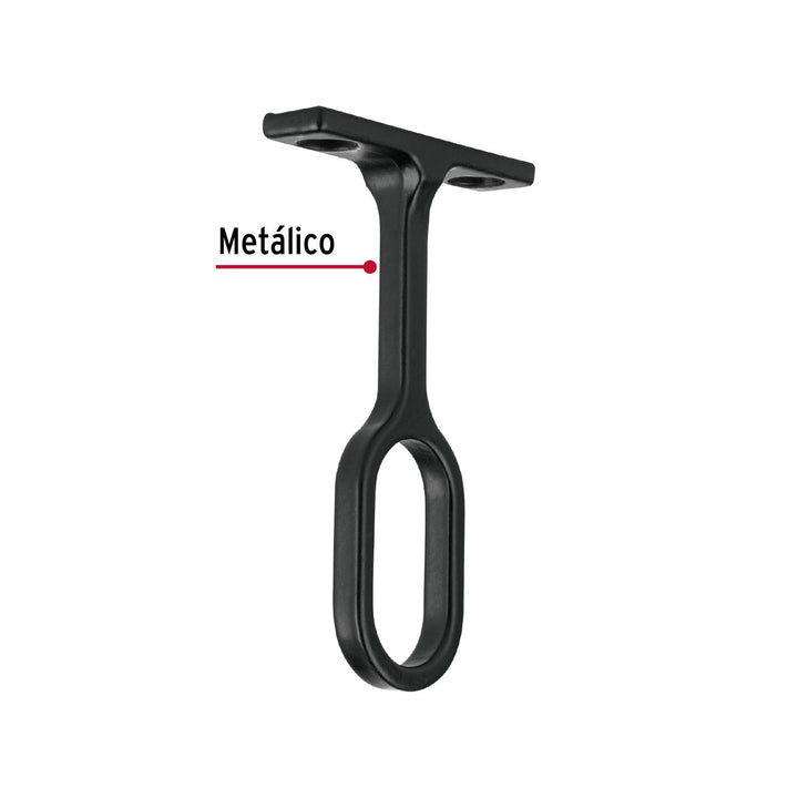 Soporte negro para tubo ovalado de closet, Hermex - Mundo Tool 