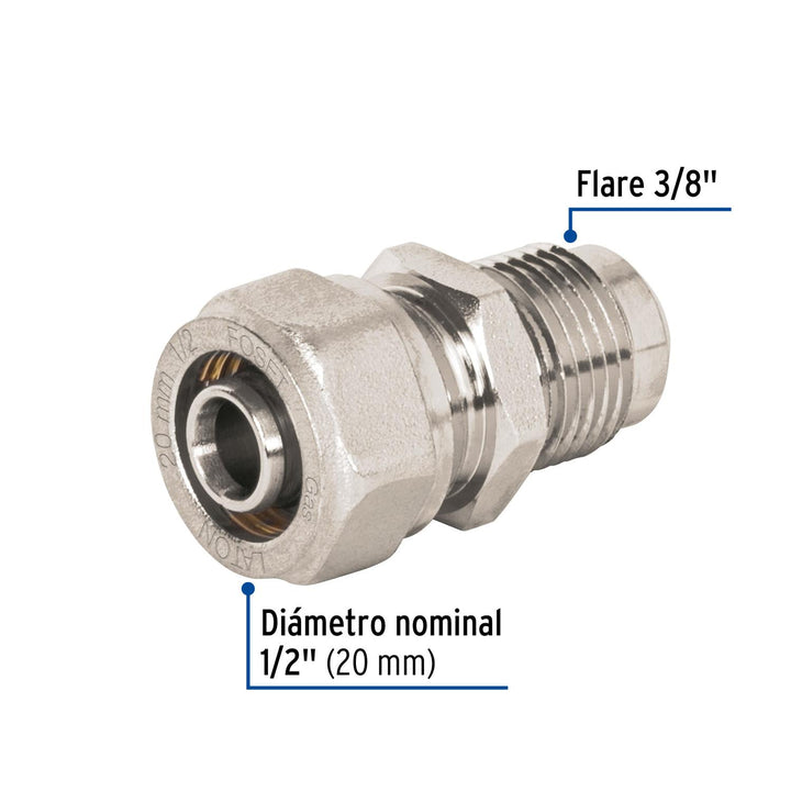 Conector para PEALPE, 1/2' a flare 3/8', Foset - Mundo Tool 