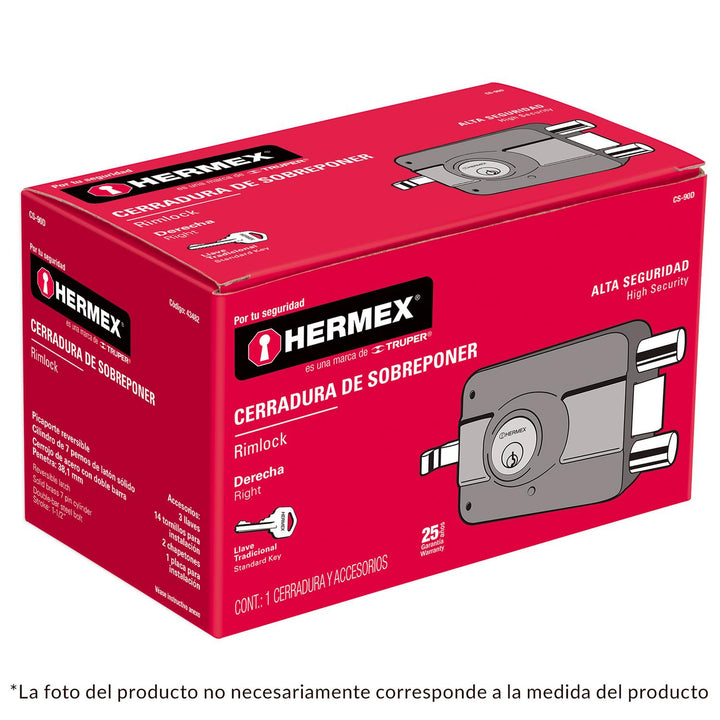 Cerradura De Sobreponer Doble Cerrojo Izquier Hermex - Mundo Tool 