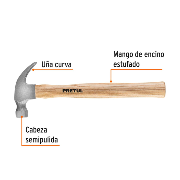 Martillo Uña Curva 7 Oz Pretul - Mundo Tool 