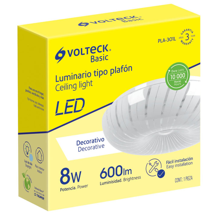 Plafón Redondo Decorativo 8w 6500k Led Volteck - Mundo Tool 