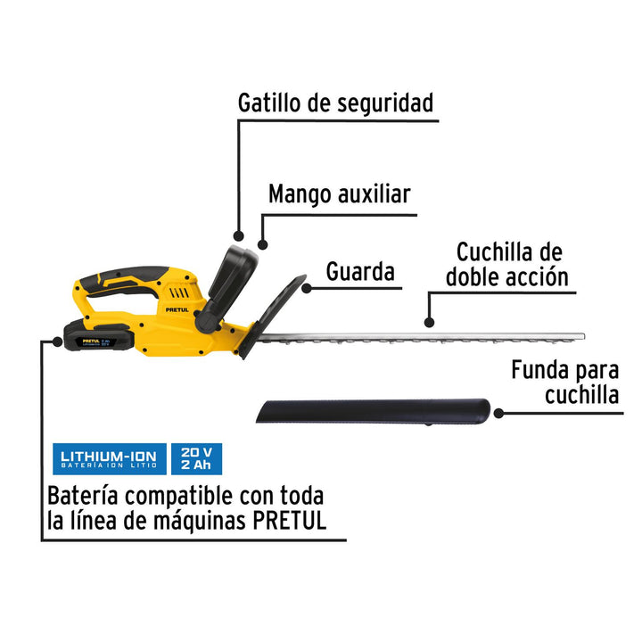 Cortasetos inalámbrico, 20 V, Pretul - Mundo Tool 