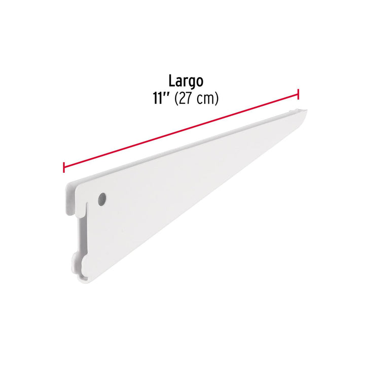 Ménsula plana blanca para cremallera doble, 27cm, Fiero. 1 pza - Mundo Tool 