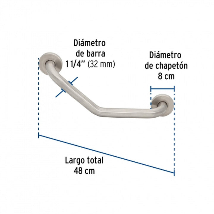 Barra angular de seguridad, acero inox, 1-1/4' x 40cm, Foset - Mundo Tool 