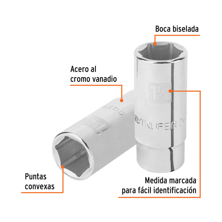 Dado de 1-1/16" largo cuadro 3/4" Truper - Mundo Tool 