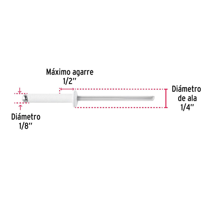 Remaches blancos, diámetro 1/8" - Mundo Tool 