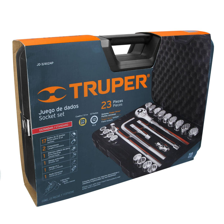 Juego De Autoclé Cuadro 3/4' 24 Piezas Truper - Mundo Tool 