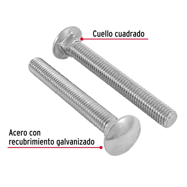 Tornillo tipo coche, 1/2 x 4', bolsa con 15 piezas Fiero - Mundo Tool 