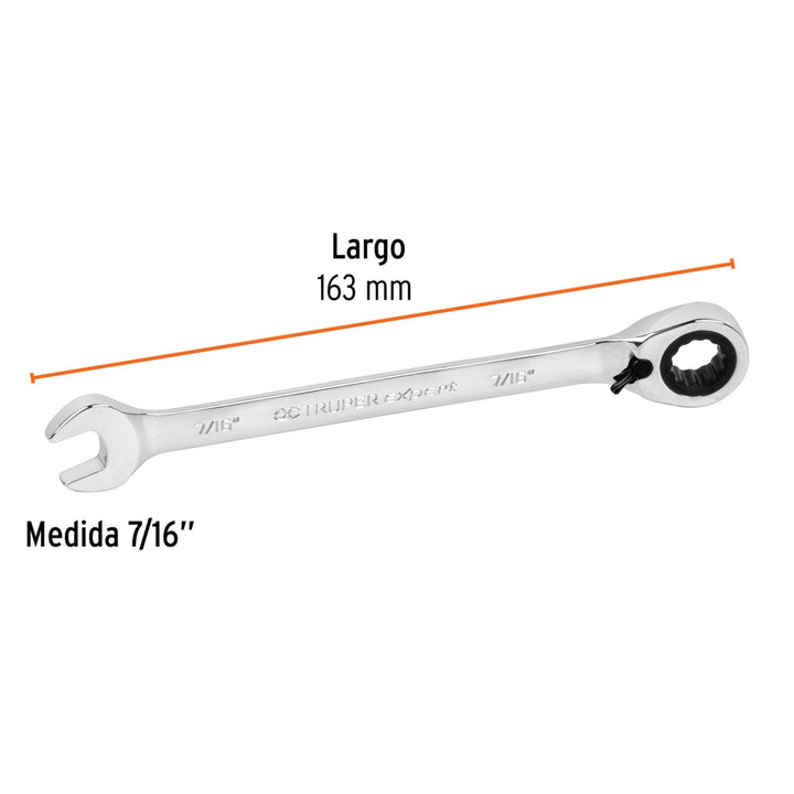 Llave Combinada 7/16 X165mm Matraca Truper Expert - Mundo Tool 