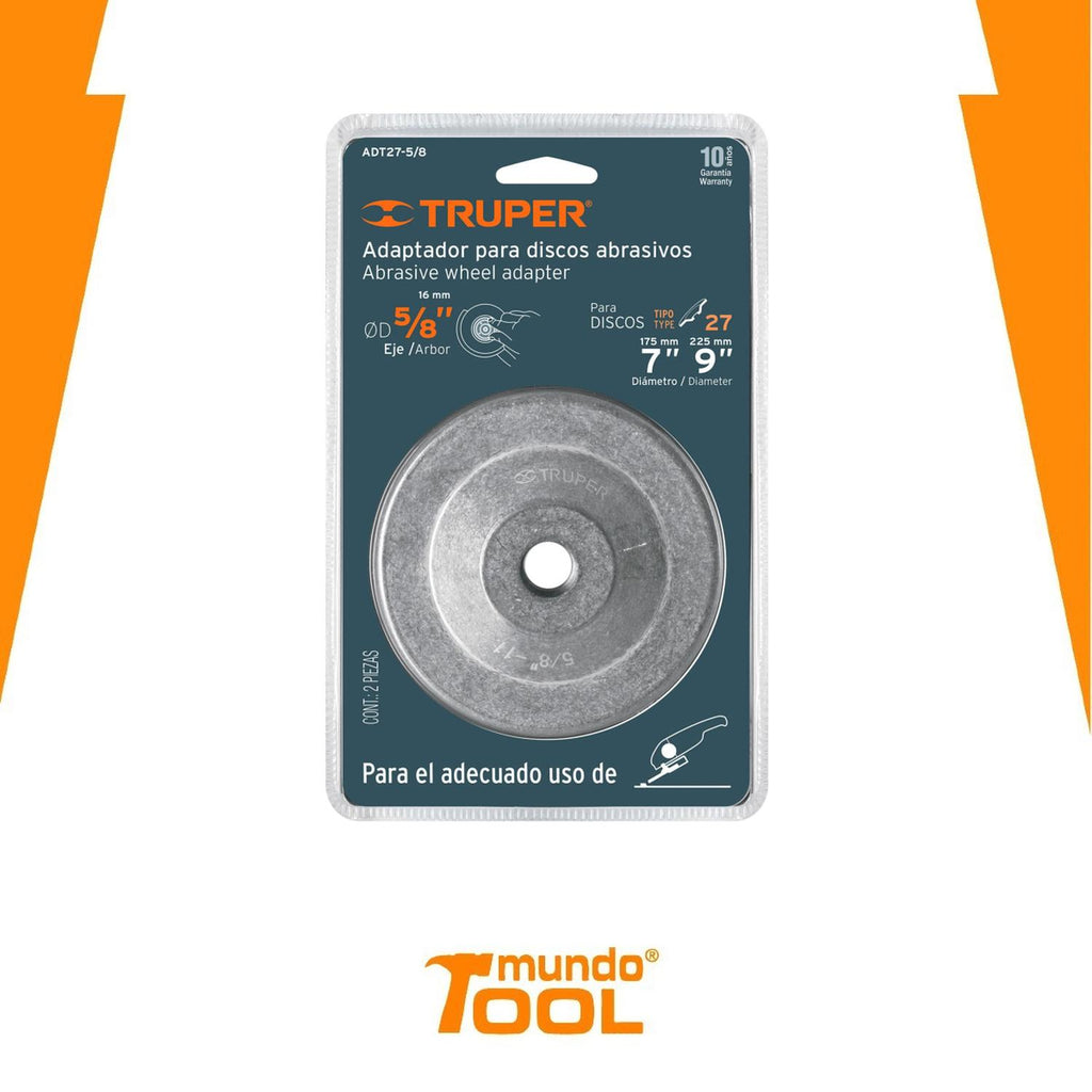Adaptador para discos tipo 42, rosca 5/8-11 NC, de 7-9' Truper - Mundo Tool 