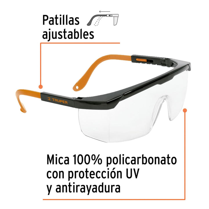 Lentes de seguridad ajustables transparentes, Truper Classic - Mundo Tool 