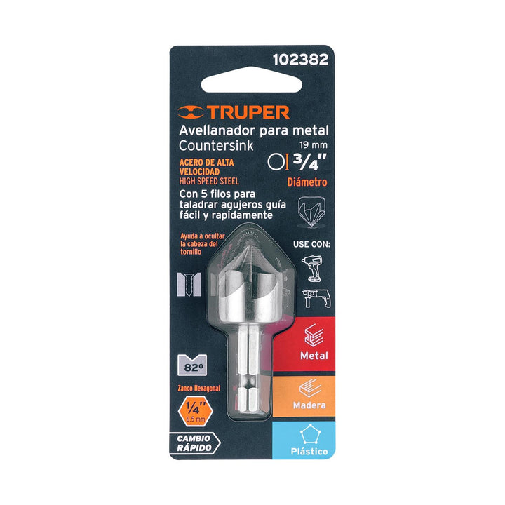 Avellanador HSS cambio rápido 3/4", Truper - Mundo Tool 