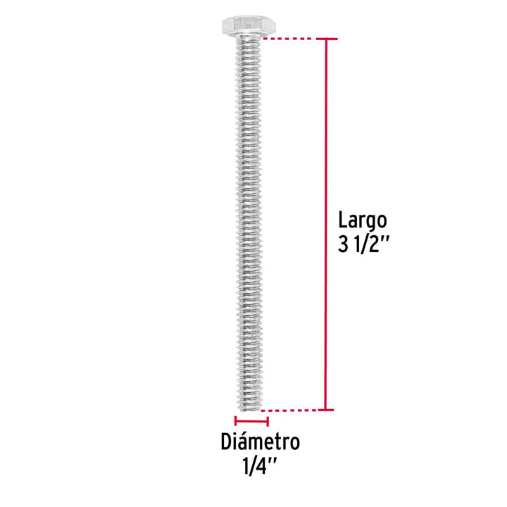 Tornillo tipo máquina, 1/4 x 3-1/2', bolsa con 30pzas Fiero - Mundo Tool 