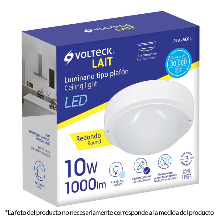 Plafón redondo, 15W, 6500K, IP54, LED Volteck - Mundo Tool 