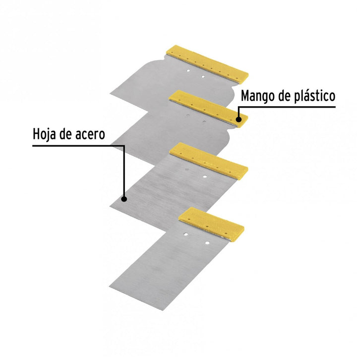 Juego De 4 Cuñas Mango Plástico Pretul - Mundo Tool 