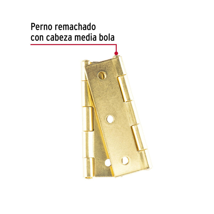 Bolsa con 2 bisagras rectangulares 3-1/2', acero latonado - Mundo Tool 