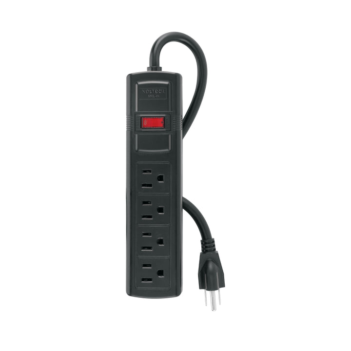 Multicontacto doméstico con 4 entradas, negro, VOLTECK - Mundo Tool 