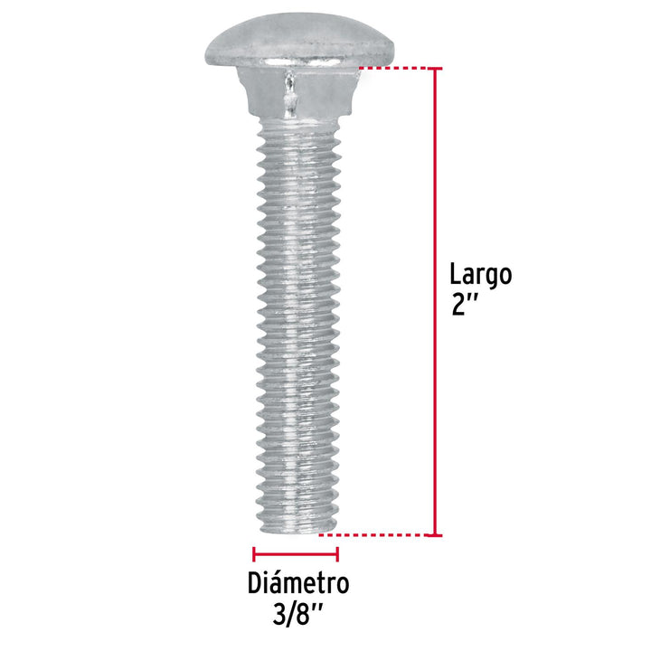 Tornillo tipo coche, 3/8 x 2', bolsa con 60 piezas Fiero - Mundo Tool 