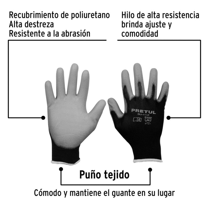 Guantes de nylon recubiertos de poliuretano, chicos, Pretul Pretul - Mundo Tool 