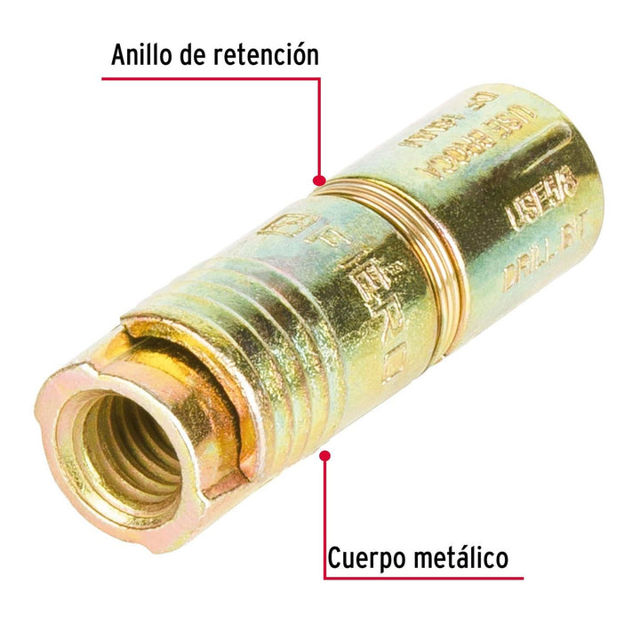 Taquete de expansión, 3/8' sin tornillo, caja 50 piezas Fiero - Mundo Tool 