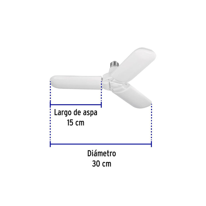 Lámpara LED 24W tipo ventilador, 3 aspas ajustables, Volteck - Mundo Tool 