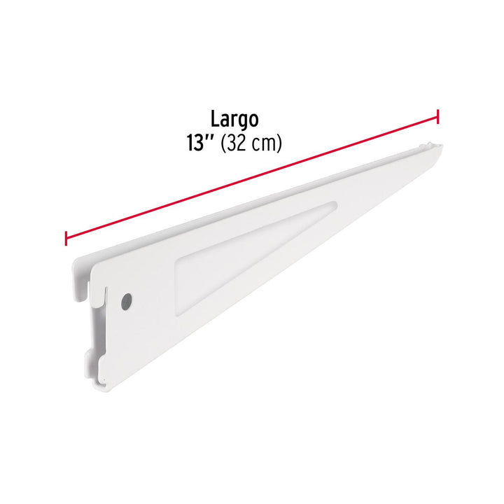 Ménsula plana blanca para cremallera doble, 32cm, Fiero. 1 pza - Mundo Tool 