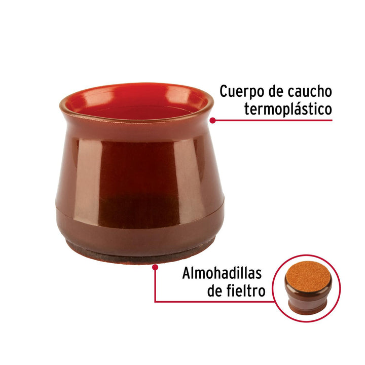 Caja con 24 protectores para patas de silla, café - Mundo Tool 