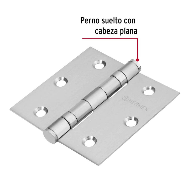 Bisagra Cuadrada 3' Acero Inoxidable Plana Hermex - Mundo Tool 