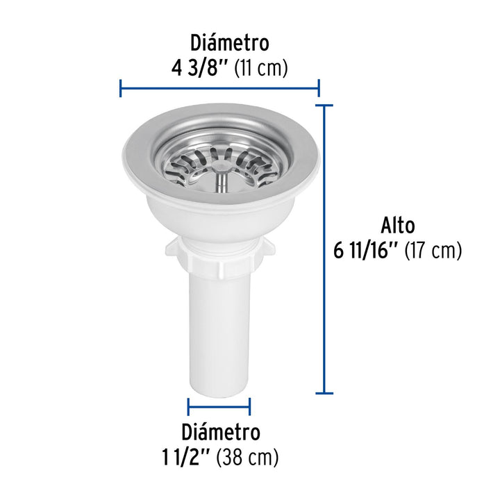 Contracanasta 3-1/2' inox, instalafácil, tubo plástico,Foset - Mundo Tool 