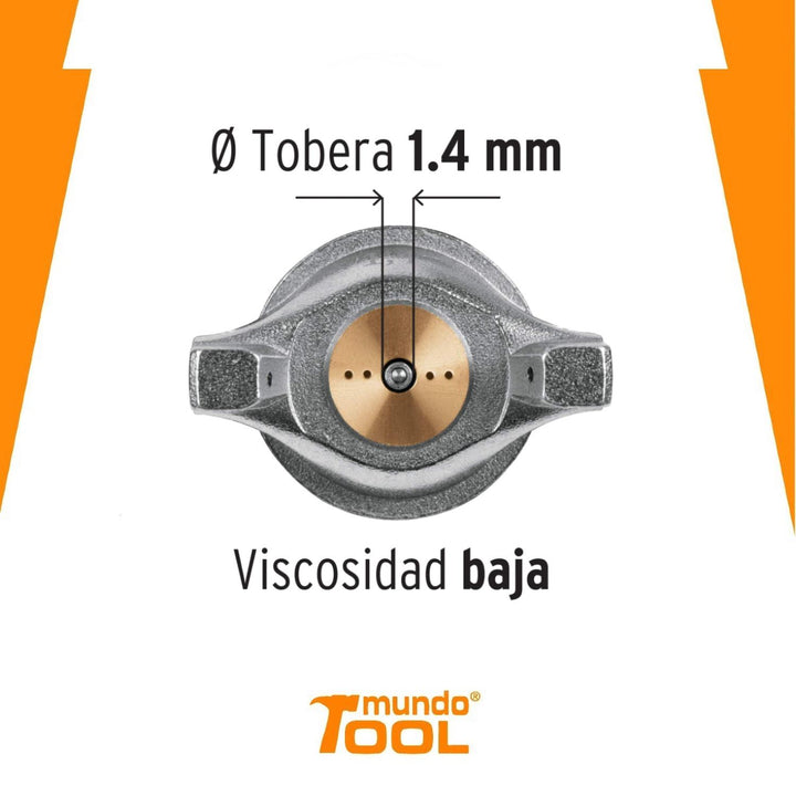 Pistola para pintar de Gravedad Aluminio Boquilla 1.4mm - Mundo Tool 