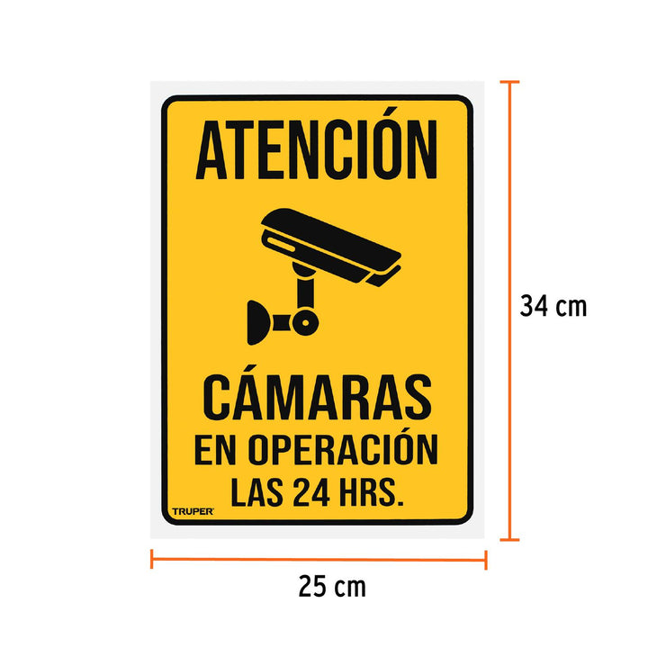 Letrero de señalización 'CÁMARAS EN OPERACIÓN', 25 x 34 cm - Mundo Tool 