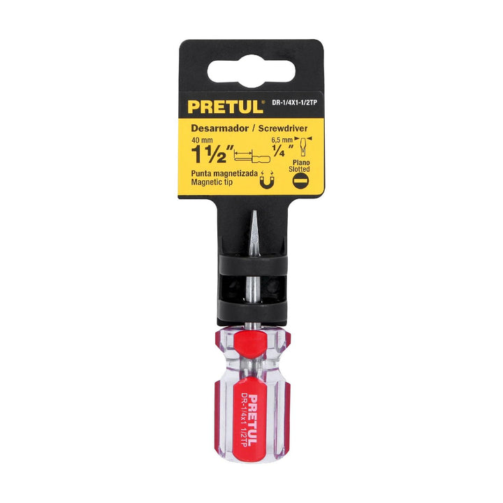 Desarmador plano 1/4 x 1-1/2" mango PVC Pretul - Mundo Tool 