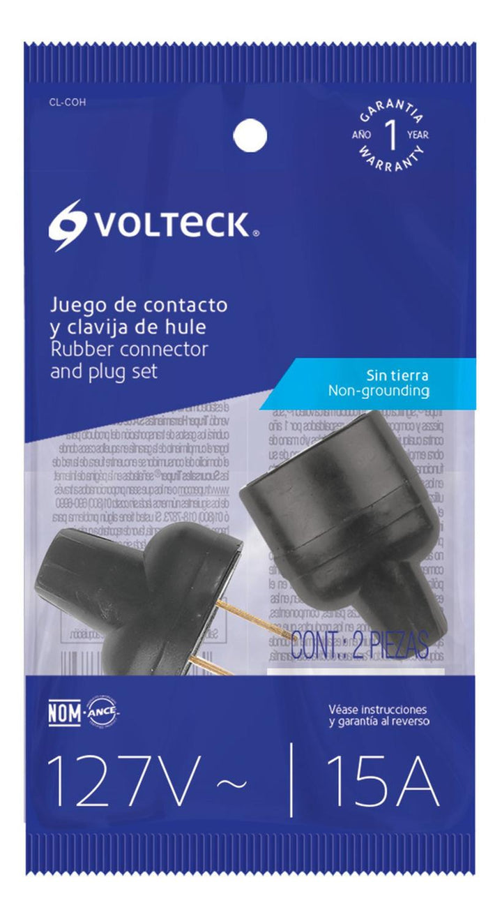 Clavija y contacto de PVC, bolsa con 2 piezas, Volteck - Mundo Tool 