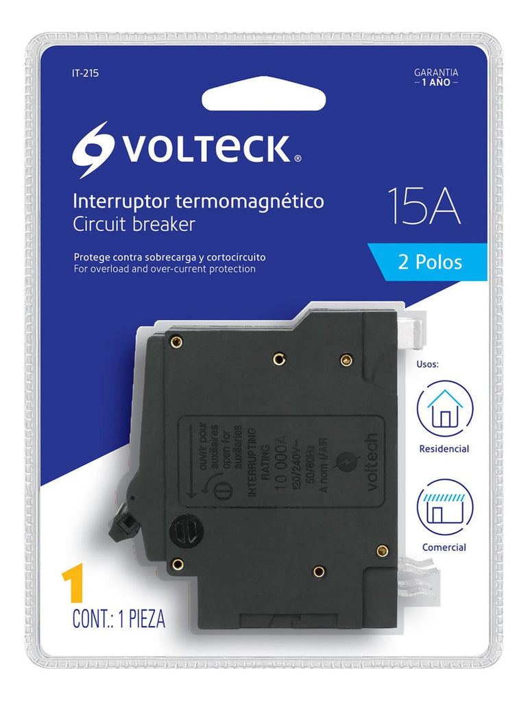 Interruptor Termomagnético 2 Polos 15 A Volteck - Mundo Tool 