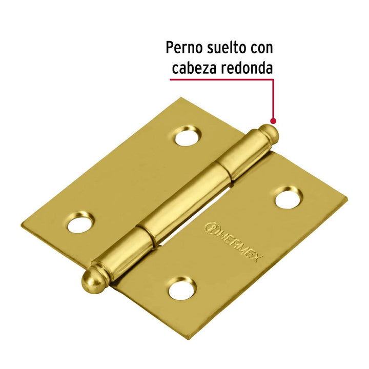 Bisagra Cuadrada 2' Latonado Redonda Hermex - Mundo Tool 