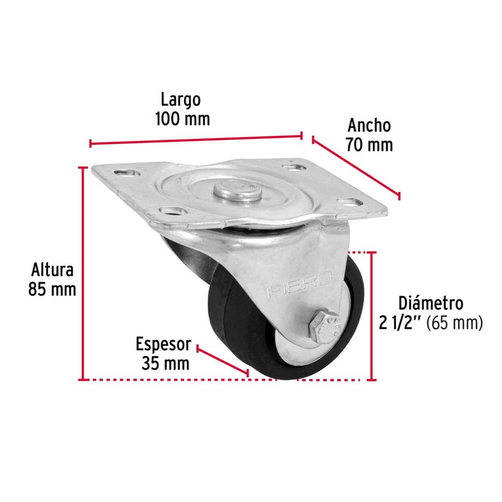 Rodaja hule 2-1/2', 35 mm con balero Fiero - Mundo Tool 