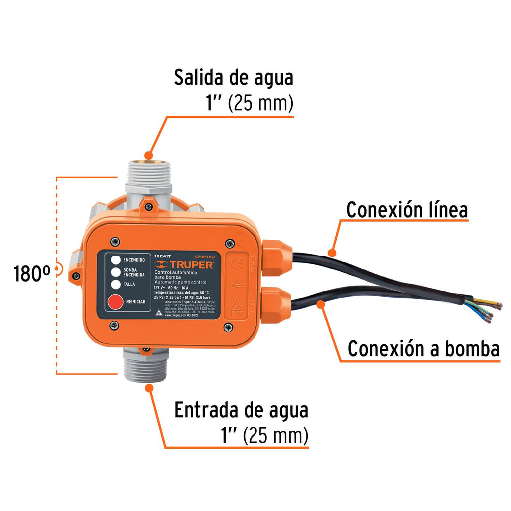 Control automático de presión de bombas para agua, 180° - Mundo Tool 
