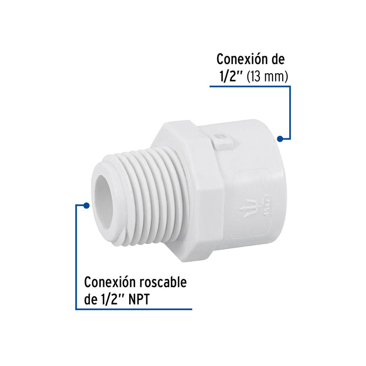 Adaptador macho de PVC de 1/2", Foset - Mundo Tool 